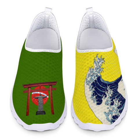 Baile de Tokyo Slip-On "EDO Renaissance" Great Wave Athletic Sneakers Training Shoes