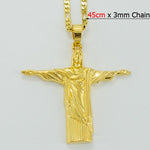 Gold Cristo Redentor Rio Brazil リオデジャネイロ金のキリスト像ネックレス Christ Redeemer Statue